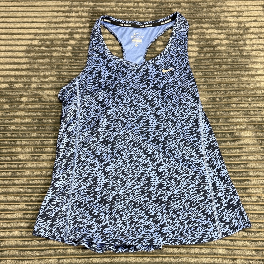 Nike Dri-Fit Running , Women's Navy and Blue Graphic Tank Top M